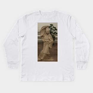 Stone sculptures from an Asian woman at Wat Pho Buddha temple. 3 Kids Long Sleeve T-Shirt